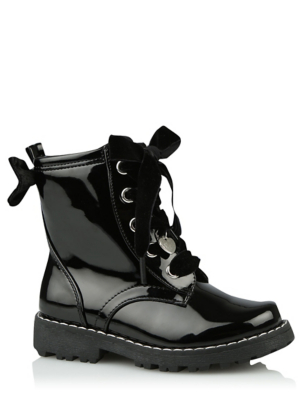 girls patent biker boots