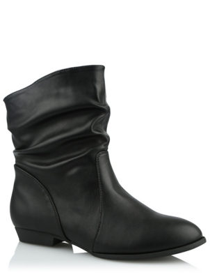 Black Faux Leather Ankle Boots | Women 