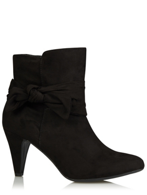 black bow ankle boots