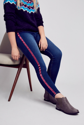 jeans with pink side stripe