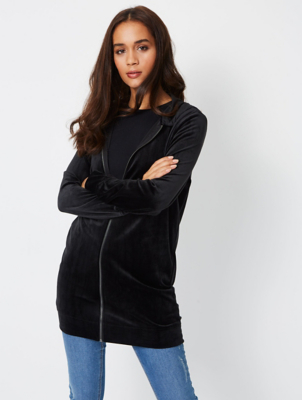 black longline zip hoodie