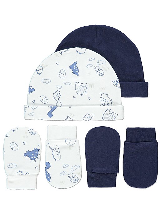 Soft Touch 2 x Baby Hat /& Mittens Set Anti Scratch Mittens 100/% Cotton 2 Pairs