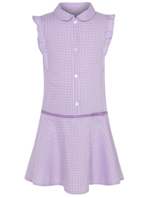 girls purple gingham school dress