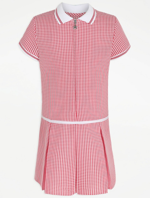 plus fit blue gingham school dress