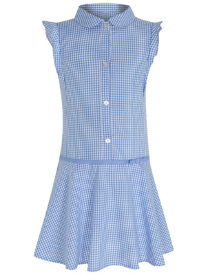 asda blue gingham school dress