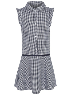 girls navy gingham school dress