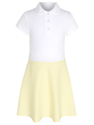 girls yellow gingham school dress