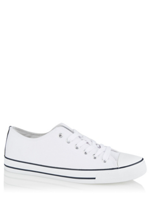 White Canvas Lace-Up Pumps | Men 