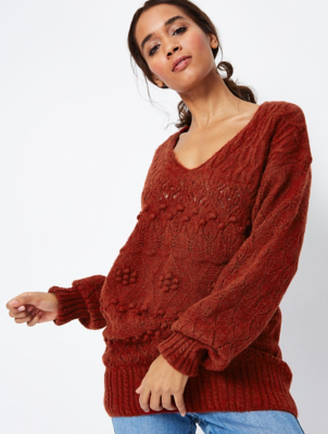 burnt orange cable knit cardigan