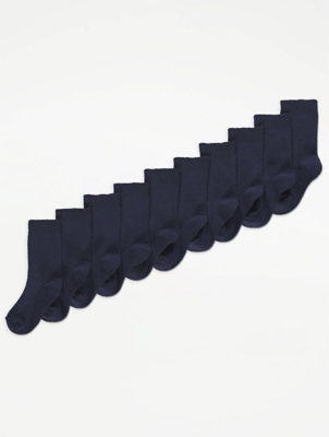 Navy Cotton Rich Ankle Socks 10 Pack