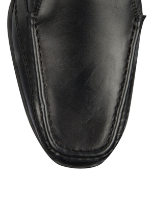 Black Leather Slip-on Shoes | Men 