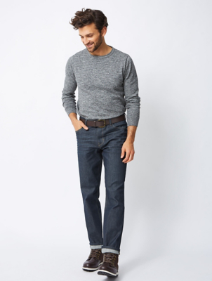 boston crew belted straight leg jeans