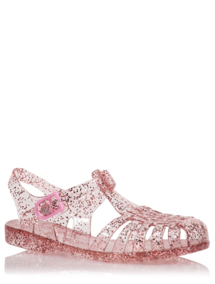 pink glitter jelly shoes