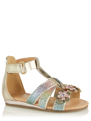 rainbow metallic sandals