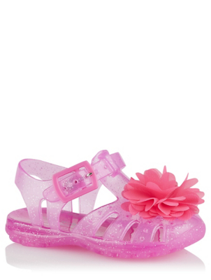 pink glitter jelly slides