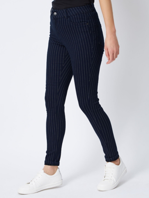 blue pinstripe jeans