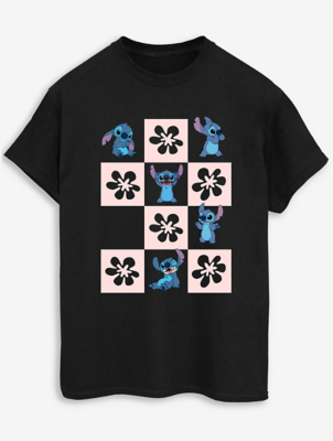 NW2 Disney Lilo & Stitch Checker Adult Black TShirt Women at ASDA