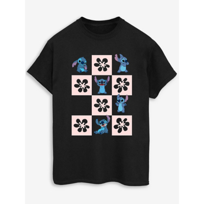 George NW2 Disney Lilo & Stitch Checker Adult Black T-Shirt