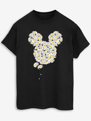 NW2 Disney Mickey Mouse Flower Logo Adult Black T-Shirt | Women