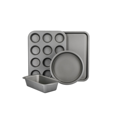 KitchenCraft Non-Stick Carbon Steel 4-Piece Bakeware Set in Dark Grey