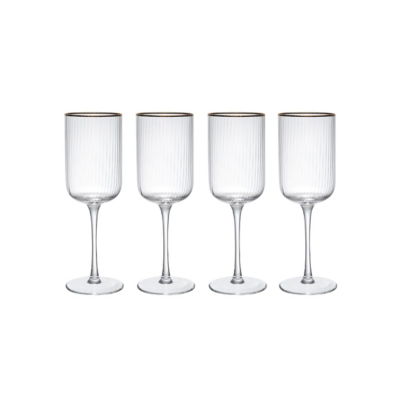 George Unisex Clear Mikasa Sorrento Ridged Crystal Red Wine Glasses - Set Of Size 4