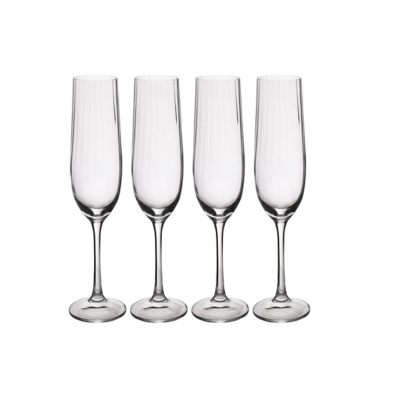 George Mikasa Treviso Crystal Champagne Flute Glasses - Set of 4 - Clear