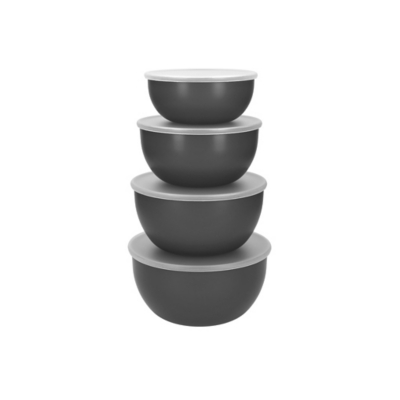 George KitchenAid Charcoal 4pc Meal Prep Bowls Set with Lids - Charcoal Grey