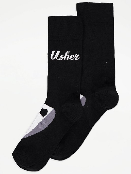 Usher Wedding Socks Black Cotton Rich Socks 