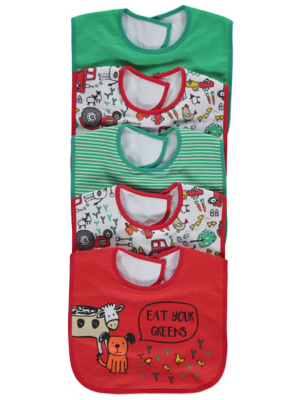 Assorted Farm Print Bibs 5 Pack | Baby 