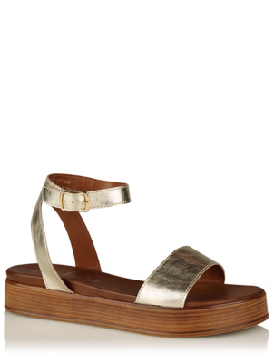 Wide Strap Leather Flatform Sandals 