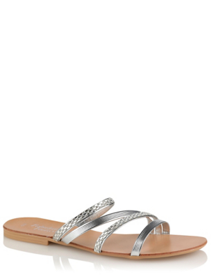 Silver Strappy Gem Embellished Sandals 