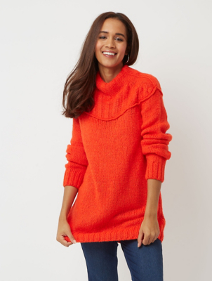 red roll neck jumper womens