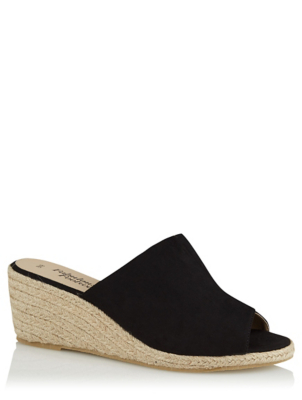 black wedge mules