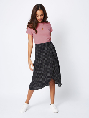 polka dot wrap skirt midi