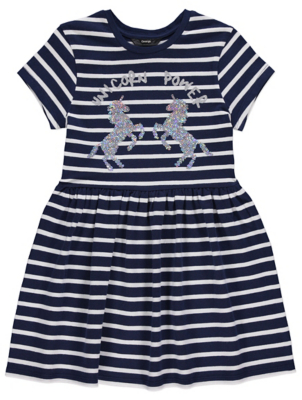 navy striped t shirt dress