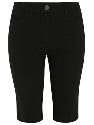 black denim shorts knee length