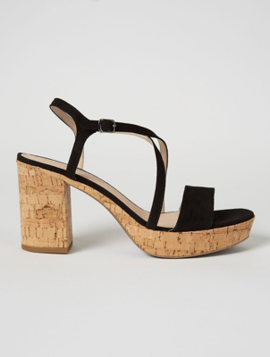 cork high heel sandals