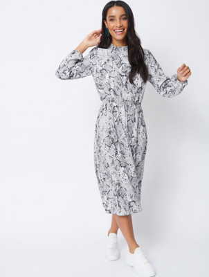 grey snake print midi dress