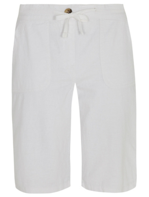 white knee length shorts