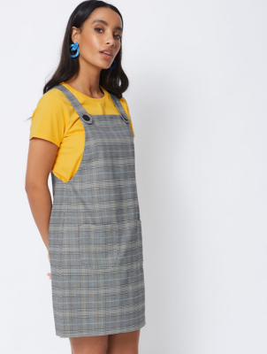 pinafore dress grey check