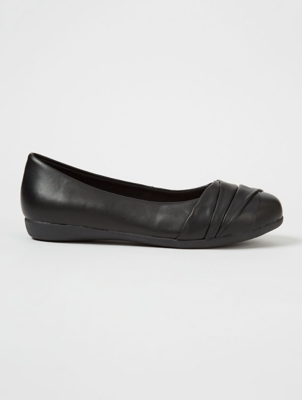 Wide Fit Black Ruched Ballet Shoes 
