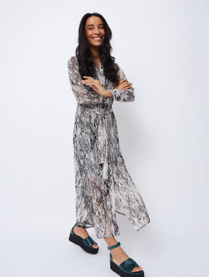 snake print maxi shirt dress