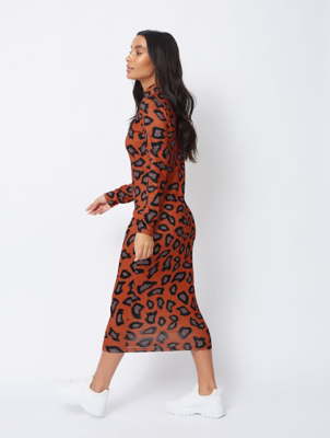 asda red leopard print dress