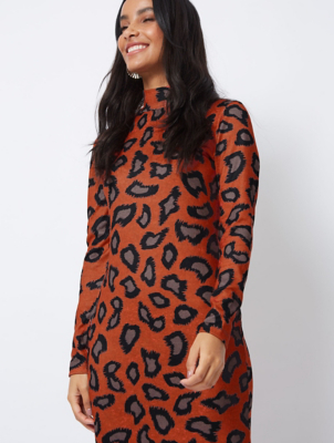 asda red leopard print dress