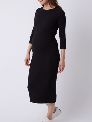 black midi bodycon maternity dress