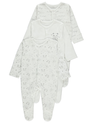 asda white sleepsuits