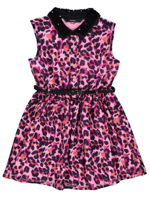 asda pink leopard print dress