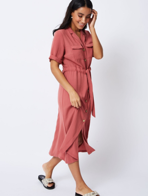 utility midi shirt dress