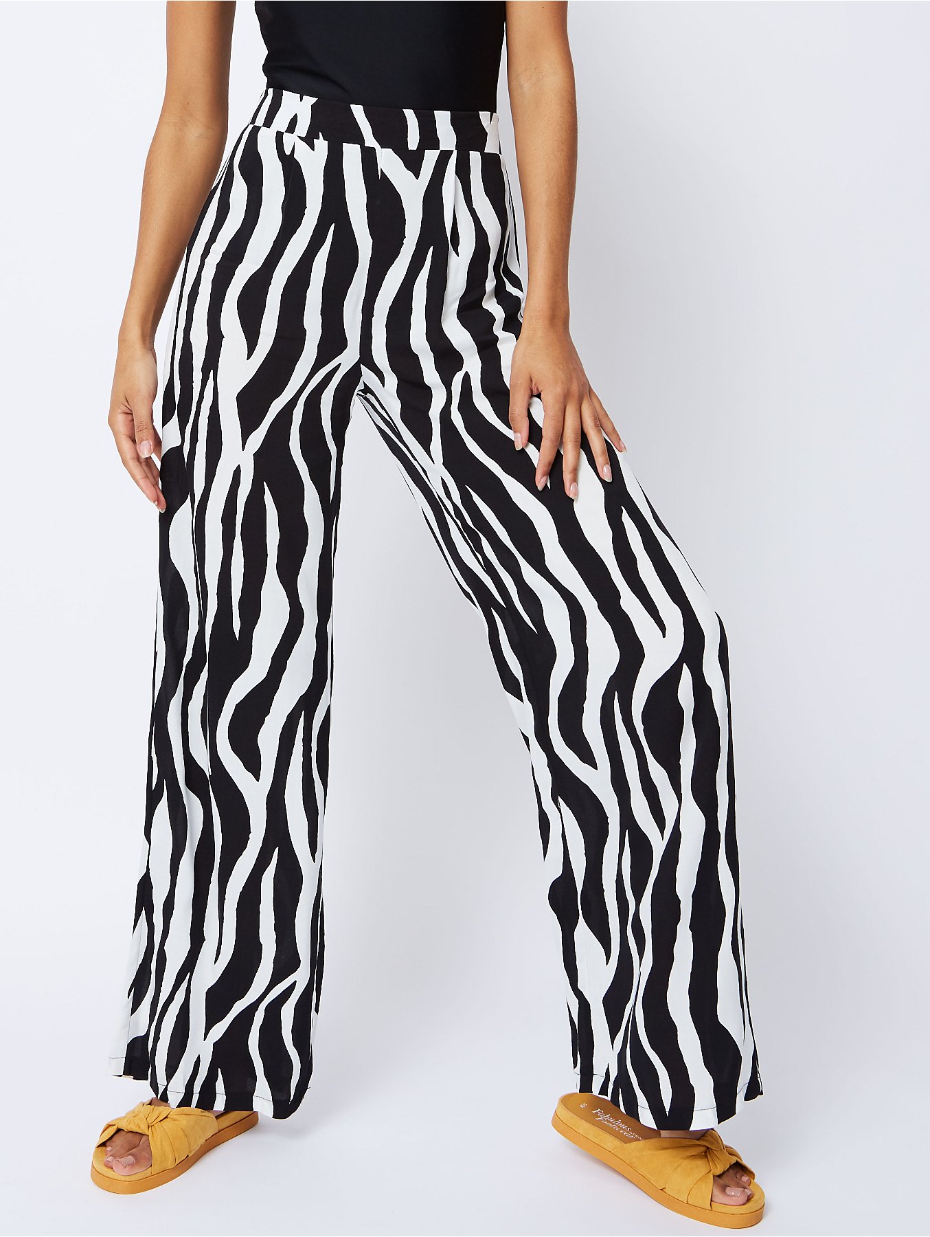 Black Zebra Print Palazzo Trousers Black Zebra Print Palazzo Trousers