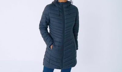 lightweight padded longline hooded coat